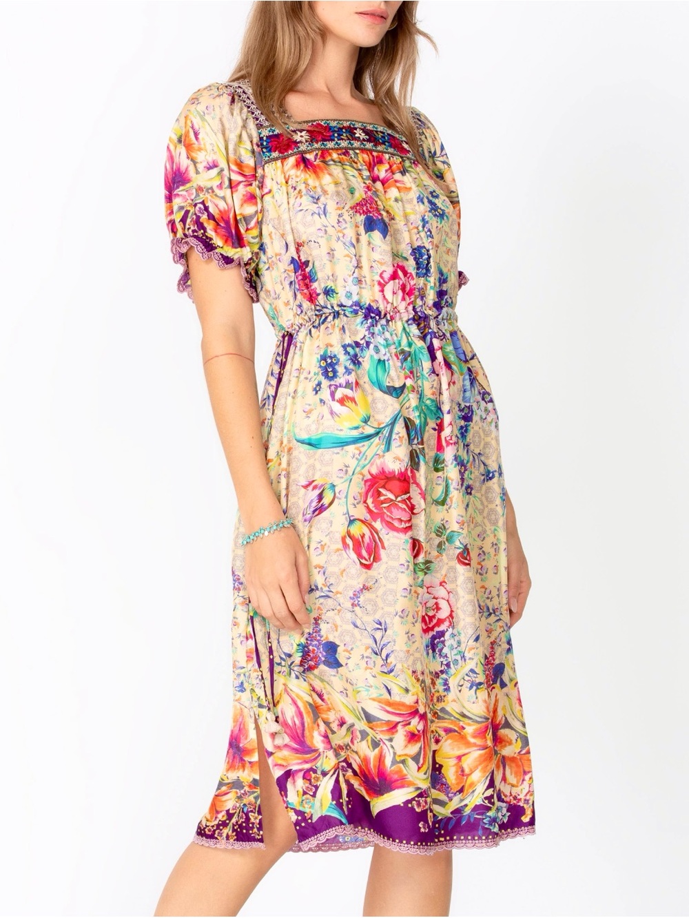 SILK•Johnny Was Floral  Dress